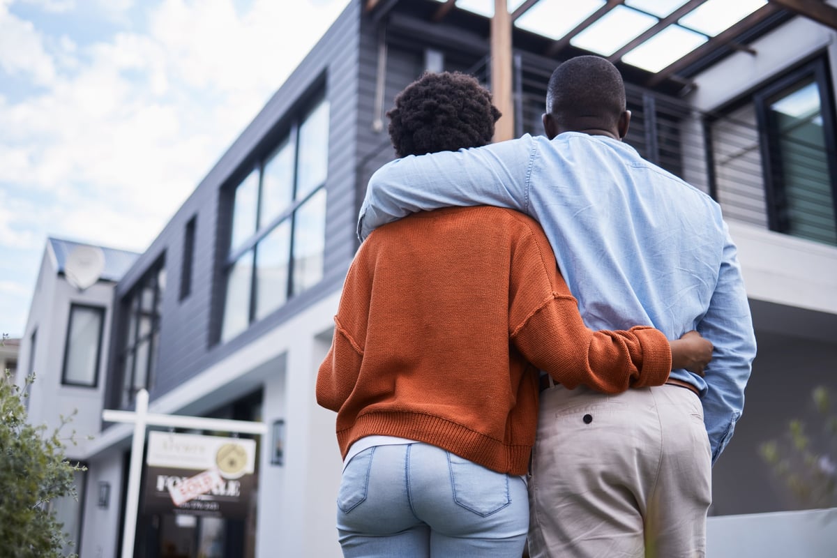 Happy homeowners in the community